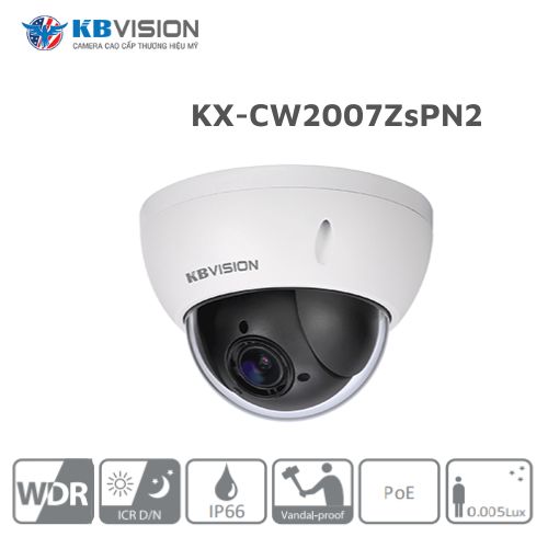 Camera IP PTZ mini ốp trần 2.0MP KBVISION KX-CW2007ZsPN2