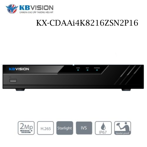 Đầu ghi KX-CDAAi4K8216ZSN2P16 Và KX-CAi4K8216SN2P16 IP 16 kênh Kbvision