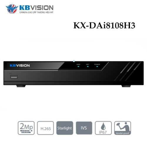 Đầu Ghi Kbvision KX-DAi8108H3 Công Nghệ AI 8 Kênh