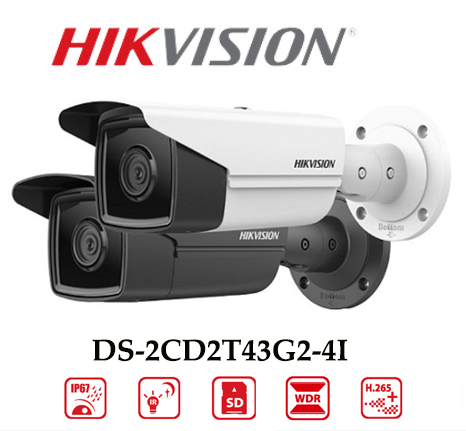Camera Hikvision DS-2CD2T43G2-4I 4MP Ánh Sáng Hồng Ngoại 80m